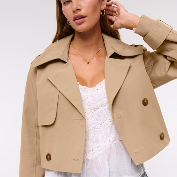Abercrombie & Fitch Cropped Trench Coat - Picture 2 of 3